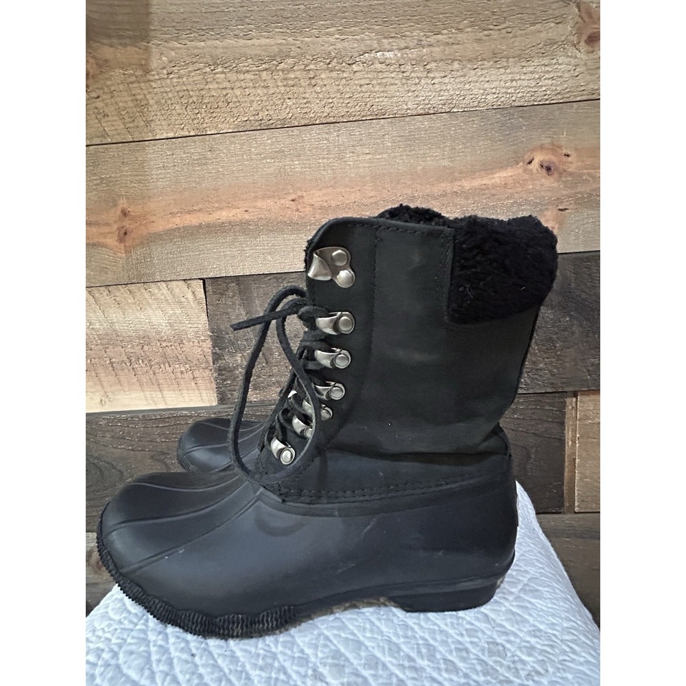 Sperry Saltwater Women's Black Waterproof Duck Boots Size 8.5 STS85399
